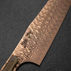 Bunka VG-10 Miroir Damas Manche en Olivier 180mm - Marron-[Musashi]-[Couteaux de cuisine japonais]