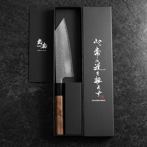 Bunka VG-10 Tsuchime Damas Manche en Buffle et Noyer 165mm-[Musashi]-[Couteaux de cuisine japonais]