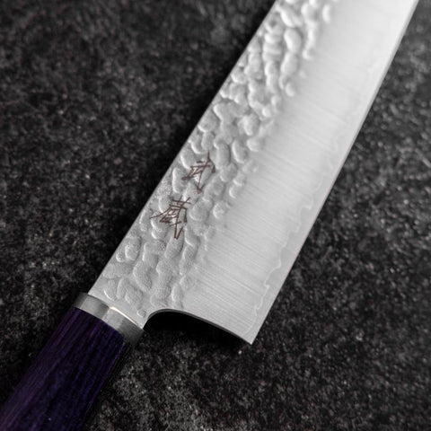 Bunka VG-10 Tsuchime Manche Oval Pourpre 180mm-[Musashi]-[Couteaux de cuisine japonais]