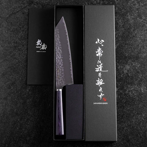 Bunka VG-10 Tsuchime Manche Oval Pourpre 180mm-[Musashi]-[Couteaux de cuisine japonais]