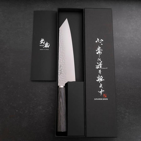 Bunka VG-10 Tsuchime Manche en Cerisier Anthracite 180mm-[Musashi]-[Couteaux de cuisine japonais]