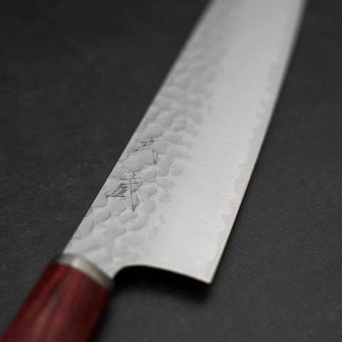 Bunka VG-10 Tsuchime Manche en Cerisier Rouge 180mm-[Musashi]-[Couteaux de cuisine japonais]