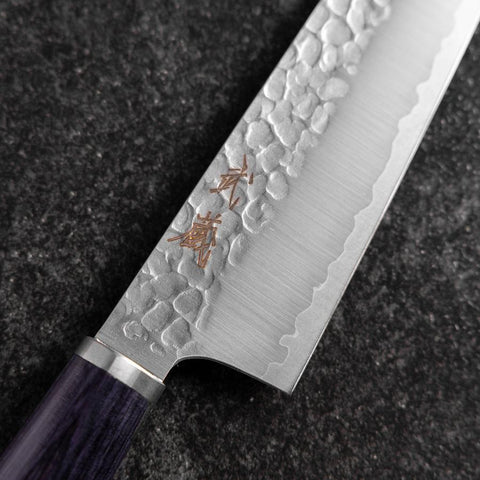 Bunka VG-10 Tsuchime Oval Purple Handle 165mm (6.5”)-[Musashi]-[Japanese-Kitchen-Knives]