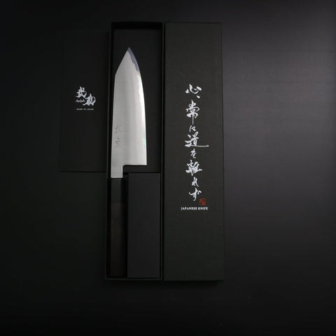 Bunka White Steel #2 Bokashi Manche en Buffle et Ébène 165mm-[Musashi]-[Couteaux de cuisine japonais]