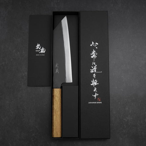 Bunka White Steel #2 Kurouchi Oak Handle 190mm (7.5”)-[Musashi]-[Couteaux de cuisine japonais]