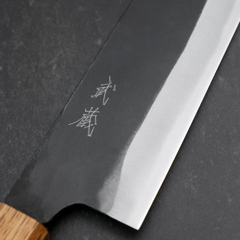 Bunka White Steel #2 Kurouchi Yaki Urushi Handle 190mm (7.5”)-[Musashi]-[Couteaux de cuisine japonais]