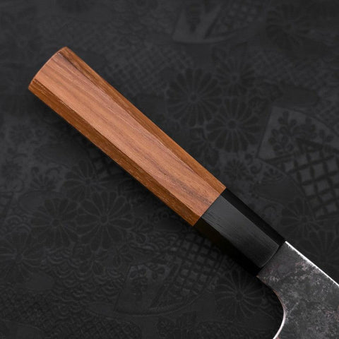 Bunka White Steel #2 Revêtement Inox Kurouchi Manche en Buffle et Bois de Teck 180mm-[Musashi]-[Couteaux de cuisine japonais]