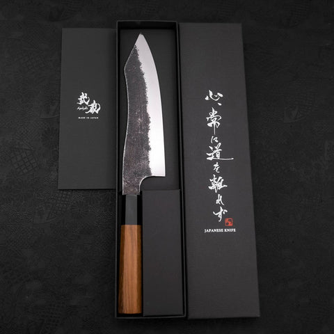 Bunka White Steel #2 Revêtement Inox Kurouchi Manche en Buffle et Bois de Teck 180mm-[Musashi]-[Couteaux de cuisine japonais]