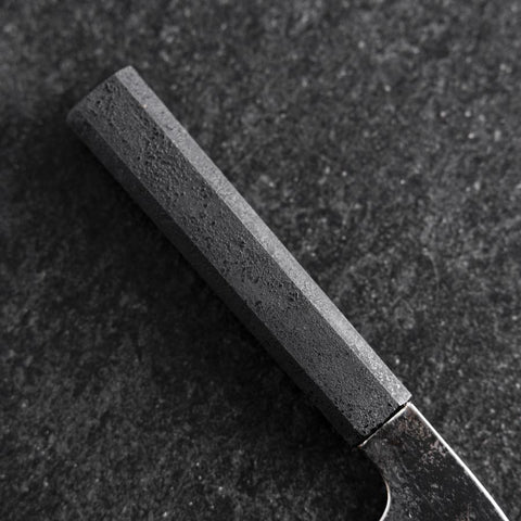 Bunka White Steel #2 Revêtement inox Kurouchi Manche Urushi Ishime Noir 180mm-[Musashi]-[Couteaux de cuisine japonais]
