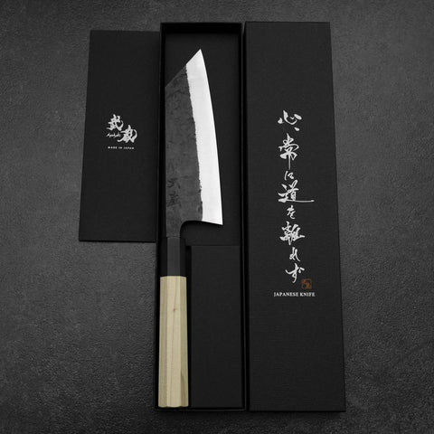Bunka White Steel #2 Revêtement inox Kurouchi Manche en Buffle et Magnolia 170mm-[Musashi]-[Couteaux de cuisine japonais]
