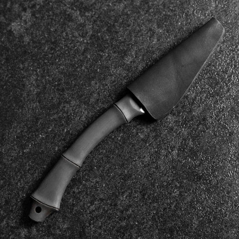 Couteau Kiridashi D2 Poli Acier Inoxydable Manche Design de Bambou 70mm avec Étui Cuir-[Musashi]-[Couteaux de cuisine japonais]