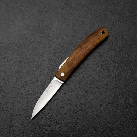 Couteau Outdoor Higonokami VG-10 en Koa Hawaïen 55mm avec Étui en Cuir-[Musashi]-[Couteaux de cuisine japonais]