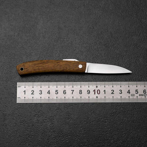 Couteau Outdoor Higonokami VG-10 en Koa Hawaïen 55mm avec Étui en Cuir-[Musashi]-[Couteaux de cuisine japonais]