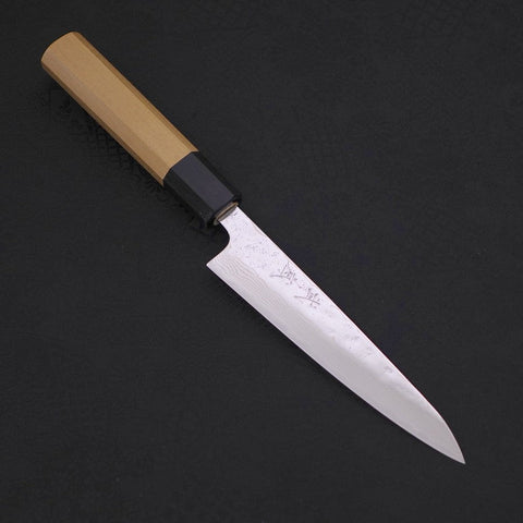 Couteau Petty AUS-10 Nashiji Damas Manche en Buffle et Magnolia 135mm-[Musashi]-[Couteaux de cuisine japonais]