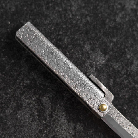 Couteau Pliant White Steel #2 75mm Carbone Tsuchime Knifegata avec Boîte en Bois de Paulownia-[Musashi]-[Couteaux de cuisine japonais]
