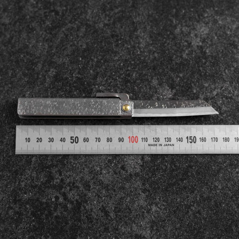Couteau Pliant White Steel #2 75mm Carbone Tsuchime Knifegata avec Boîte en Bois de Paulownia-[Musashi]-[Couteaux de cuisine japonais]