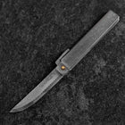 Couteau Pliant White Steel #2 90mm Carbone Tsuchime Kengata avec Boîte en Bois de Paulownia-[Musashi]-[Couteaux de cuisine japonais]