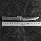 Couteau Pliant White Steel #2 90mm Carbone Tsuchime Kengata avec Boîte en Bois de Paulownia-[Musashi]-[Couteaux de cuisine japonais]