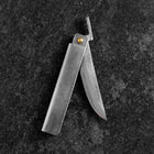 Couteau Pliant White Steel #2 90mm Carbone Tsuchime Kengata avec Boîte en Bois de Paulownia-[Musashi]-[Couteaux de cuisine japonais]