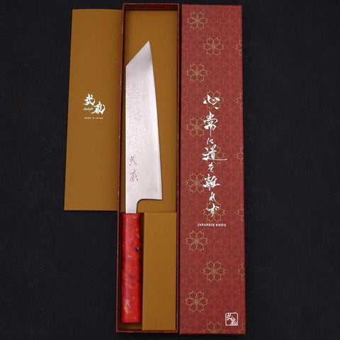 Couteau Tsushima Kiritsuke VG-10 Damas Manche Océan Rouge 210mm-[Musashi]-[Couteaux de cuisine japonais]