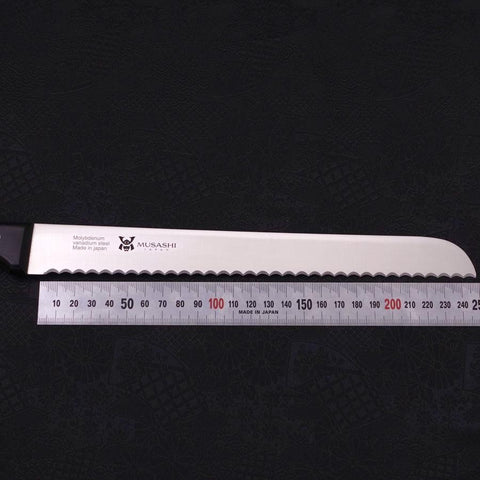 Couteau à Pain Molybdenum Poli Manche Occidental Noir 250mm-[Musashi]-[Couteaux de cuisine japonais]