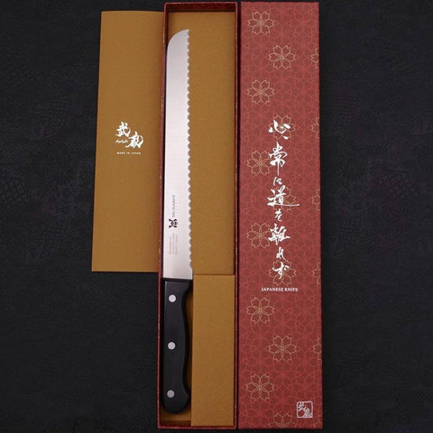Couteau à Pain Molybdenum Poli Manche Occidental Noir 250mm-[Musashi]-[Couteaux de cuisine japonais]