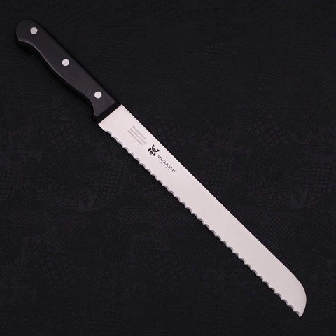 Couteau à Pain Molybdenum Poli Manche Occidental Noir 250mm-[Musashi]-[Couteaux de cuisine japonais]