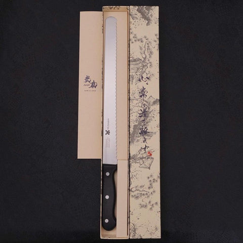 Couteau à Pain Molybdenum Poli Manche Occidental Noir 300mm-[Musashi]-[Couteaux de cuisine japonais]