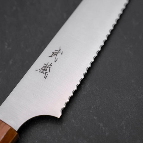 Couteau à Pain Molybdenum Poli Manche Yaki Urushi 230mm-[Musashi]-[Couteaux de cuisine japonais]