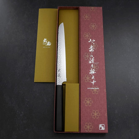 Couteau à Pain VG-10 Tsuchime Manche en Ébène 210mm-[Musashi]-[Couteaux de cuisine japonais]