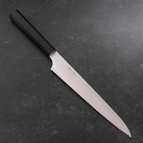 Couteau à pain Molybdenum Poli Manche en Ébène 230mm-[Musashi]-[Couteaux de cuisine japonais]