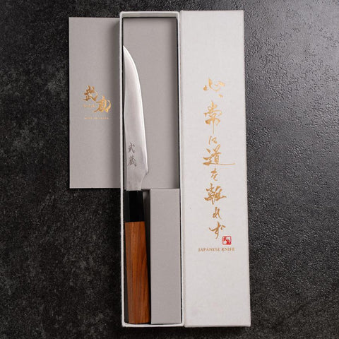 Couteau à steak AUS-10 Kasumi Manche en Buffle et Bubinga 125mm-[Musashi]-[Couteaux de cuisine japonais]