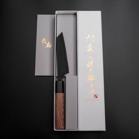 Couteau à steak AUS-8 Kurouchi Manche en Noyer 115mm-[Musashi]-[Couteaux de cuisine japonais]