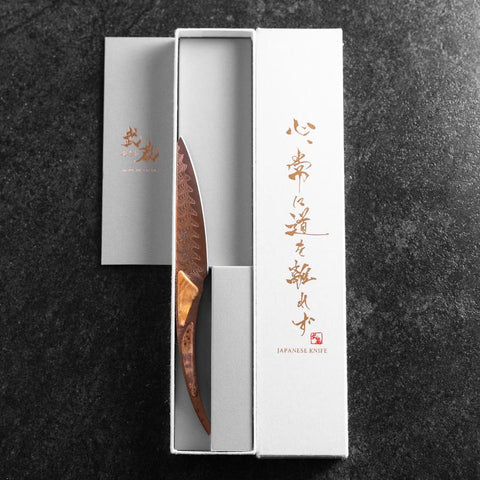 Couteau à steak VG-10 Miroir Damas Manche en Érable 100mm - Marron-[Musashi]-[Couteaux de cuisine japonais]
