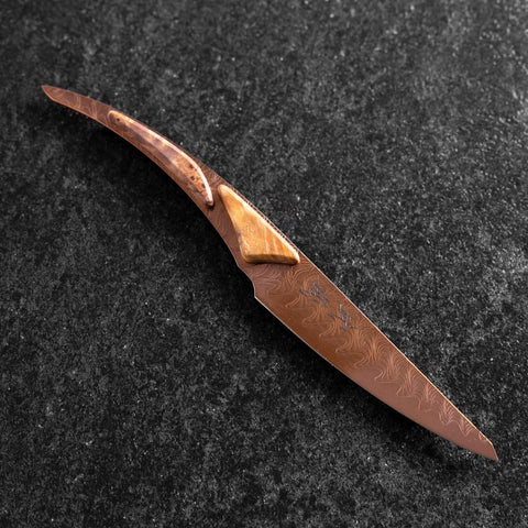 Couteau à steak VG-10 Miroir Damas Manche en Érable 100mm - Marron-[Musashi]-[Couteaux de cuisine japonais]