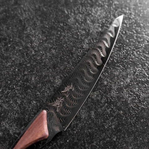 Couteau à steak VG-10 Miroir Damas Manche en Érable 100mm - Noir-[Musashi]-[Couteaux de cuisine japonais]