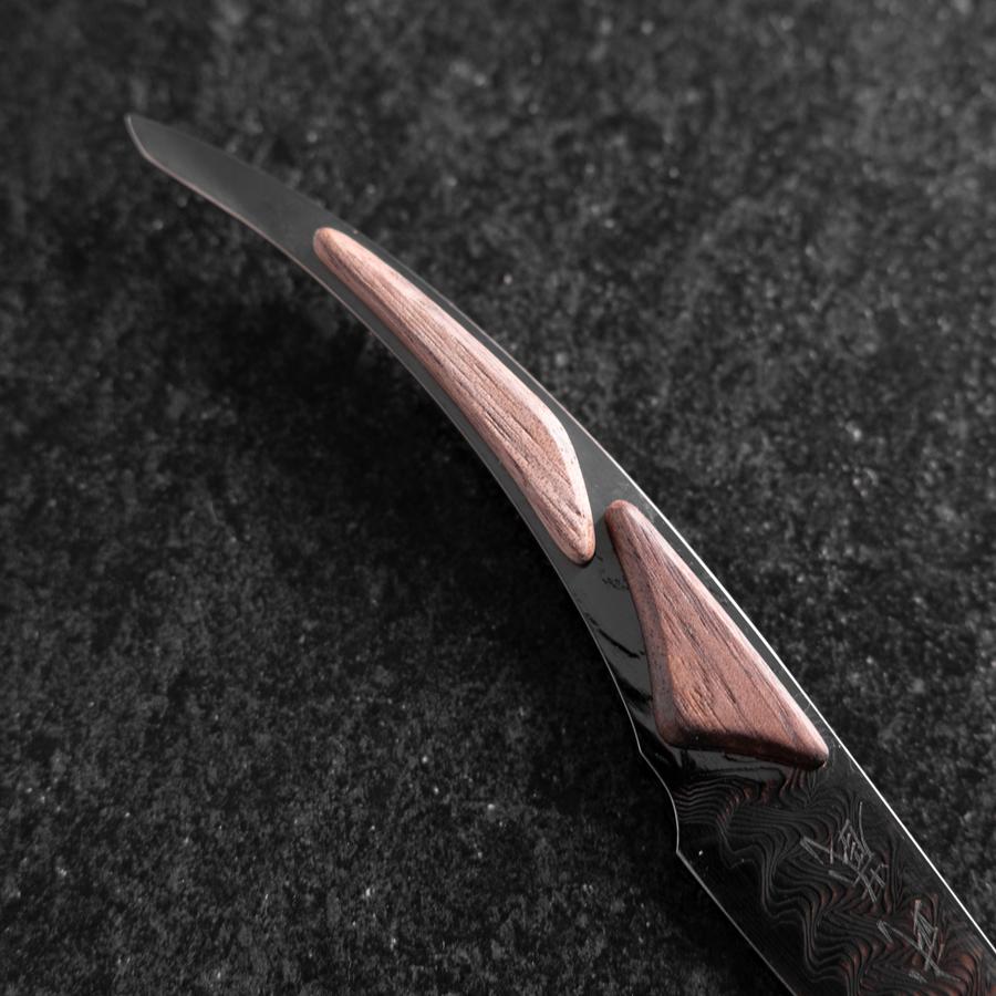 Couteau à steak VG-10 Miroir Damas Manche en Érable 100mm - Noir-[Musashi]-[Couteaux de cuisine japonais]