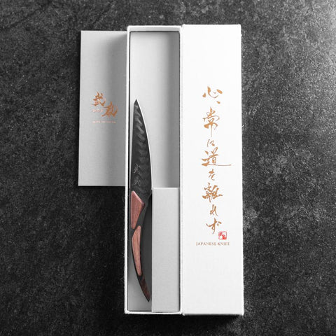 Couteau à steak VG-10 Miroir Damas Manche en Érable 100mm - Noir-[Musashi]-[Couteaux de cuisine japonais]