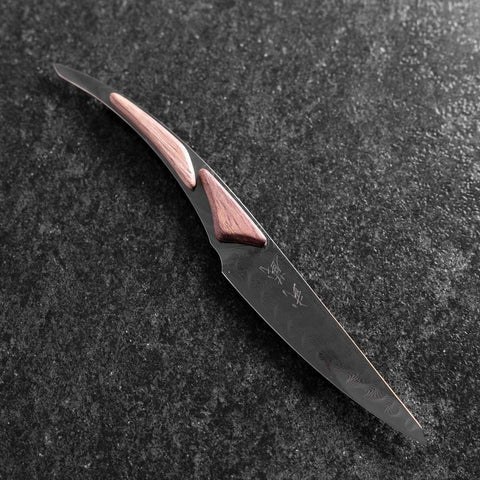 Couteau à steak VG-10 Miroir Damas Manche en Érable 100mm - Noir-[Musashi]-[Couteaux de cuisine japonais]