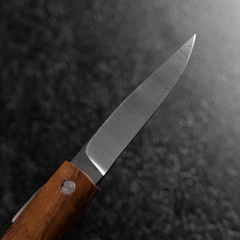 Couteau de Poche AUS-8 Koa Hawaïen Couteau d’Extérieur 55 mm avec Étui Cuir-[Musashi]-[Couteaux de cuisine japonais]