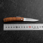 Couteau de Poche AUS-8 Koa Hawaïen Couteau d’Extérieur 55 mm avec Étui Cuir-[Musashi]-[Couteaux de cuisine japonais]