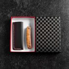 Couteau de Poche AUS-8 Koa Hawaïen Couteau d’Extérieur 55 mm avec Étui Cuir-[Musashi]-[Couteaux de cuisine japonais]