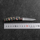 Couteau de Poche VG-10 Plaid Bois Stabilisé Couteau d’Extérieur 55 mm avec Étui Cuir-[Musashi]-[Couteaux de cuisine japonais]