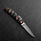 Couteau de Poche VG-10 Plaid Bois Stabilisé Couteau d’Extérieur 55 mm avec Étui Cuir-[Musashi]-[Couteaux de cuisine japonais]