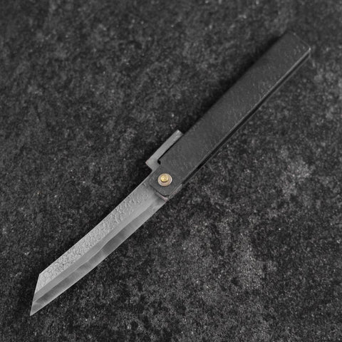 Couteau de Poche White Steel #2 90mm Carbon Tsuchime Knifegata Noir Boîte en Bois de Paulownia-[Musashi]-[Couteaux de cuisine japonais]