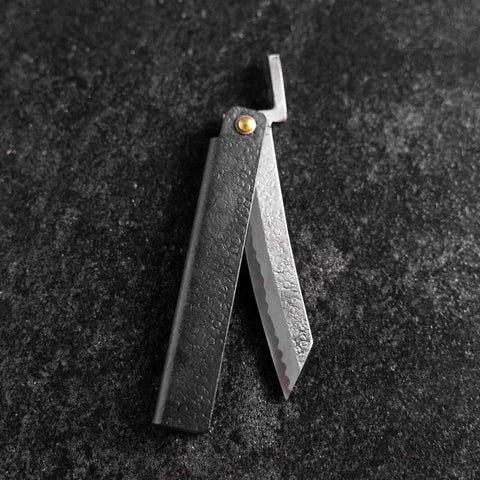 Couteau de Poche White Steel #2 90mm Carbon Tsuchime Knifegata Noir Boîte en Bois de Paulownia-[Musashi]-[Couteaux de cuisine japonais]