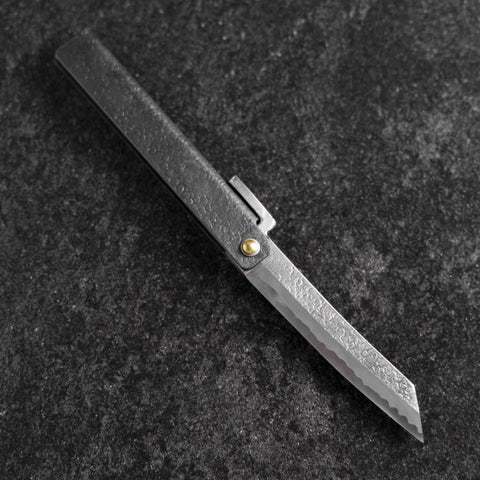 Couteau de Poche White Steel #2 90mm Carbon Tsuchime Knifegata Noir Boîte en Bois de Paulownia-[Musashi]-[Couteaux de cuisine japonais]