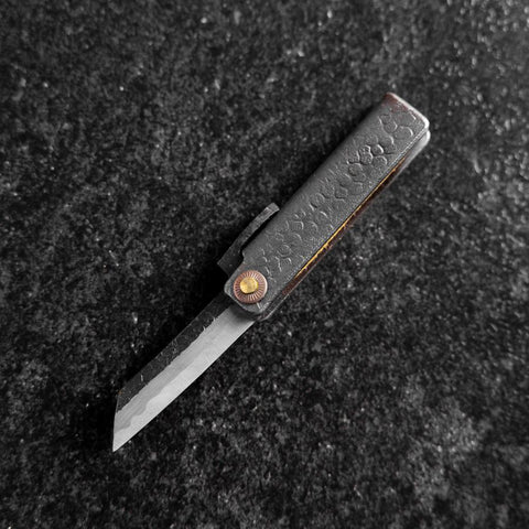 Couteau de poche White Steel #2 45mm Carbon Kurouchi Tsuchime Knifegata boîte en bois Paulownia-[Musashi]-[Couteaux de cuisine japonais]