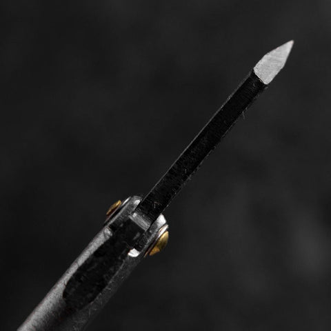 Couteau de poche White Steel #2 45mm Carbon Kurouchi Tsuchime Knifegata boîte en bois Paulownia-[Musashi]-[Couteaux de cuisine japonais]