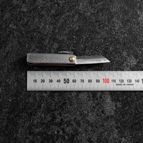 Couteau de poche White Steel #2 45mm Carbon Kurouchi Tsuchime Knifegata boîte en bois Paulownia-[Musashi]-[Couteaux de cuisine japonais]